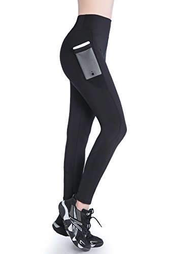 EAST HONG Women's Yoga Leggings Exercise Workout Pants Gym Tights (M, Black) (Best Winter Workout Clothes)