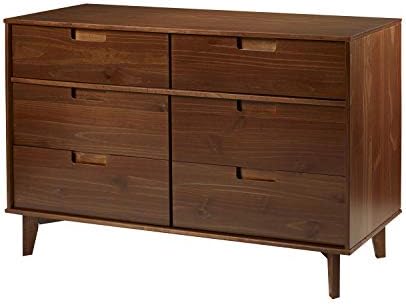 Offex 6 Drawer Mid Century Modern Wood Dresser - Walnut