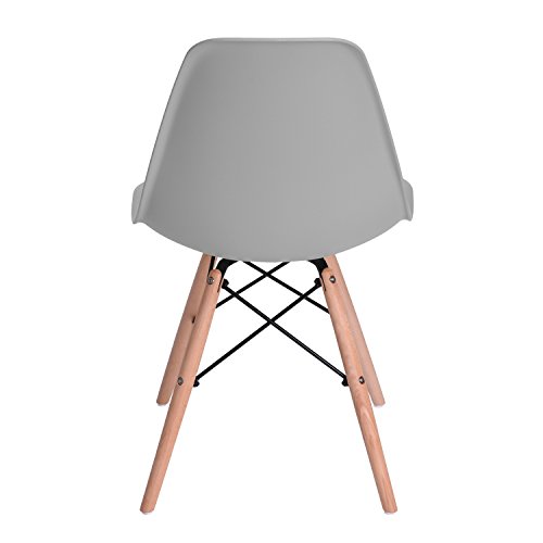 Set of 4 Modern Kitchen Chairs,Warmcentre Dining Room Side Chairs with Natural Beech Wood Strong Metal Base Legs, for Dining Living Waiting Room,Grey - Thumbnail 5