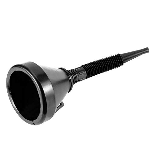 Car Fuel Funnel Can Spout for Oil Fuel Petrol Diesel Gasoline 2016 2 in 1 Black Plastic Funnel with Flexible Spout Extension Wide Mouth Mesh Screen Strainer