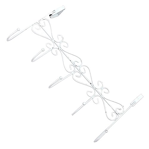 Joyful Store Over The Door 5 Hook Organizer Rack Home Bathroom Towel Hanger for Coat Hat Towels Bags (White)