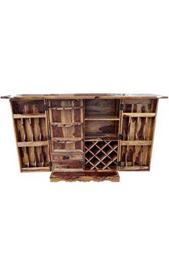 Orientalischer Hausbar Bartheke aufklappbar aus Massivholz Jiya Braun 180cm Groß | Theke Bar Tresen Deko orientalisch… – Bild 5