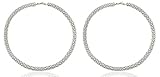Silvertone Mesh Pattern Extra Large 4.75 Inch Hoop Earrings