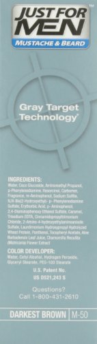 Just For Men Mustache and Beard Brush-In Color Gel, Darkest Brown (Pack of 3)