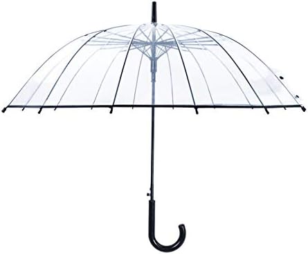 Followdream 長傘 透明傘 ジャンプ傘 ビニール 大きいサイズ 16本骨 雨傘 高強度グラスファイバー採用 梅雨対策 丈夫 耐風 撥水 軽量 男女兼用 ステッキ傘 頑丈な おしゃれ 通学 通勤 黒 白