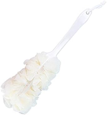 Veewon Long Handle Bath Brush Back Scrubber Shower Body Brushes Sponge Hanging Soft Mesh (Beige)
