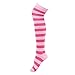 HDE Women’s Extra Long Striped Socks Over Knee High Opaque Stockings (Pink Stripes)