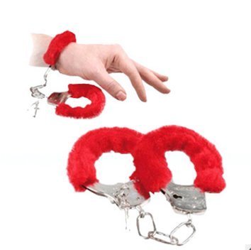 IYOWEL Soft Steel Fuzzy Furry Cuffs Working Metal Handcuffs (Red)