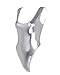 FEESHOW Women's Shiny Metallic One Piece Swimsuit Bikini Thong Swimwear Beachwear Silver One Size