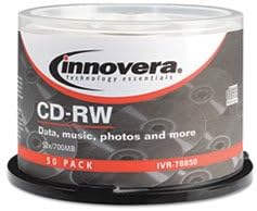 (6 Pack Value Bundle) IVR78850 CD-RW Discs, Rewritable, 700MB/80min, 12x, Spindle, Silver, 50/Pack