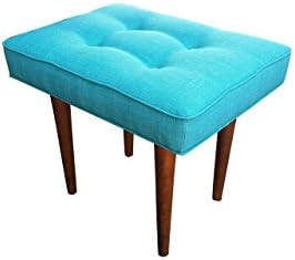 Mid Century Modern Upholstered End Table or Ottoman, Retro Teal