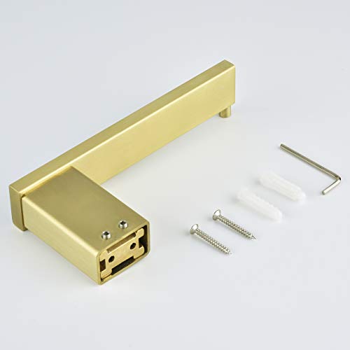 QOGRISUN 4-Piece Bathroom Accessory Set 304 Stainless Steel Including 24-Inch Towel Bar,10-Inch Towel Bar,Toilet Paper Holder,Towel Robe Hook,Wall Mounted Solid Brass Base,Brushed Gold