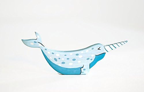 Wooden sea unicorn Toy narwhal Nordic figurine