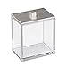 mDesign Plastic Rectangle Apothecary Canister - Organizer for Bathroom Vanity Countertop Shelf Decor - Holds Cotton Swabs, Soap, Makeup, Bath Salts - Lumiere Collection - 2 Pack - Clear/Brushed Chrome