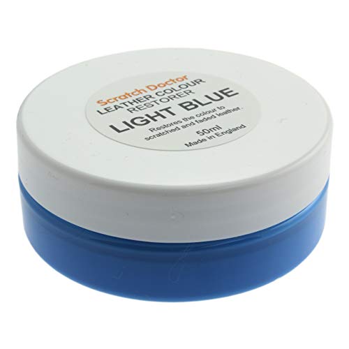 Scratch Doctor Leather Colour Restorer Recolouring Balm Repair Treatment for Faded & Worn Absorbent Leather Furniture, Sofas, Chairs (Light Blue, 50ml)