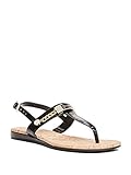 GUESS Factory Women's Jyll Gold Chain Logo T-Strap Sandals