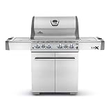 Napoleon LEX 485 BBQ Grill, Stainless Steel, Propane Gas - LEX485RSIBPSS-1 - With Infrared Rear and Side Burner, Barbecue Gas Cart, Instant Failsafe Ignition, Backlit Control Knobs