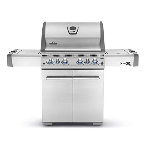 Napoleon LEX 485 BBQ Grill, Stainless Steel, Propane Gas - LEX485RSIBPSS-1 - With Infrared Rear and Side Burner, Barbecue Gas Cart, Instant Failsafe Ignition, Backlit Control Knobs