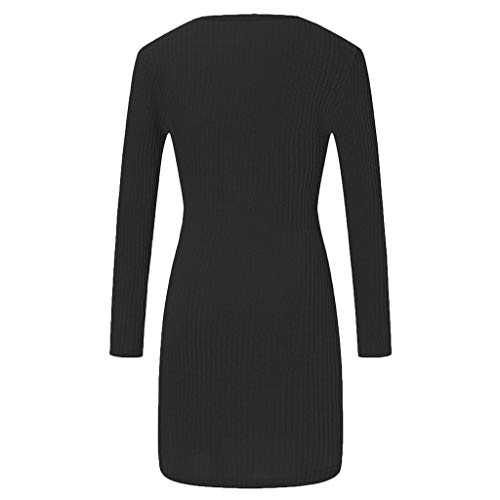 Caopixx Womens Bodycon Sweater Dresses Long Sleeve Crew Neck Casual Winter Knit Midi Dress - Thumbnail 4