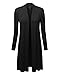 LL WSK1048 Womens Solid Long Sleeve Open Front Long Cardigan XL BLACK