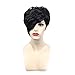 Curly Short Wigs, Inkach Fashion Girls Bob Wig Synthetic Straight Hair Wigs (Black)
