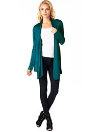 Popana Women’s Open Front Drape Lightweight Cardigan Long Sleeve Made in USA