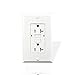 Houseables Ground Fault Receptacle, GFCI GFI Outlet, 20 Amp, 10 Pack, Tamper Resistant, Nylon Faceplate Wall Plate, 2 LED Power Indicators, 120/125V, UL2008, Circuit Interruptor, White, Duplex