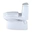 TOTO Carlyle II One-Piece Elongated 1.28 GPF Universal Height Skirted Toilet with CEFIONTECT, Cotton White