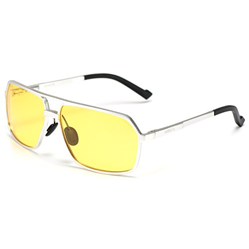 Soxick HD Metal Polarized Night Vision Driving Glasses Sunglasses Square Oversized Full Rim for Men Women