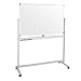 Mobile Whiteboard, Double Sided Dry Erase Board Aluminum Frame, Rolling Stand White Board & Accessories with 4 Markers, 1 Eraser, 12 Push Stickers (48x32)