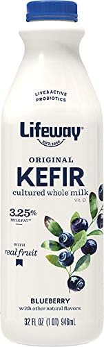 Lifeway Whole Milk Kefir, Blueberry, 32 Ounce, 8g Protein, 12 Live Active Cultures