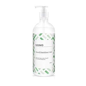 Amazon Brand – Solimo Hand Sanitizer Gel (75% v/v Alcohol) with Vit E & Tea Tree Oil, 500 ml