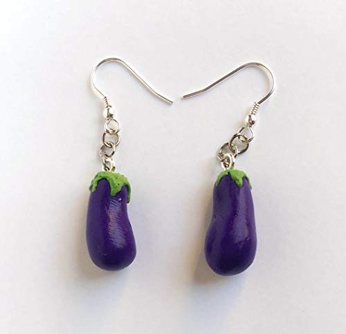 Purple Eggplant Earrings Faux Food Jewelry Halloween Christmas