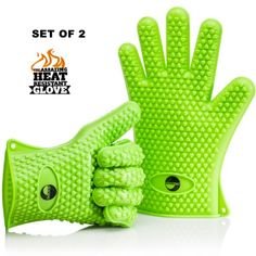 The Amazing Heat Resistant Silicone Cooking and Bbq Gloves Provide Unsurpassed Quality - Ideal for Inside Oven Cooking or Outside Bbq Grilling. Avoid Dangerous and Painful Burns with These Cooking Gloves. Your Ultimate Protection for High Temperatures and More Efficient Than Potholders. Flexible, Versatile, and Engineered with a Superb Grip. The Amazing Heat Resistant Kitchen and Grill Glove Is Waterproof, Dishwasher Safe, and Outperforms Oven Mitts & Any Other Related Product. 100% MONEY BACK GUARANTEE! (GREEN)