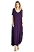 12 Ami Solid V-Neck Pocket Short Sleeve Loose Maxi Dress Purple L