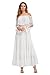Off Shoulder Dresses White Lace for Women Maxi Sexy Cocktail Formal Evening Party Wedding Chiffon Dress Long Sleeve