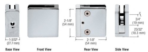 C.R. LAURENCE Z810SC CRL Satin Chrome Z-Series Square Type Flat Base Zinc Clamp for 3/8 Glass by C.R. Laurence