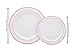 ÉLAN 120 Pack Rose Gold Rim Plastic Plates for 60 Guests | 60 Dinner and 60 Salad/Dessert Premium White Disposable Plates with an Elegant Rose Gold Rim | Ideal for Parties (120, Rose Gold)