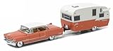 New 1:64 HITCH & TOW SERIES 9 - PEACH 1955 CADILLAC FLEETWOOD SERIES & SHASTA AIRFLYTE Diecast Model Car By Greenlight