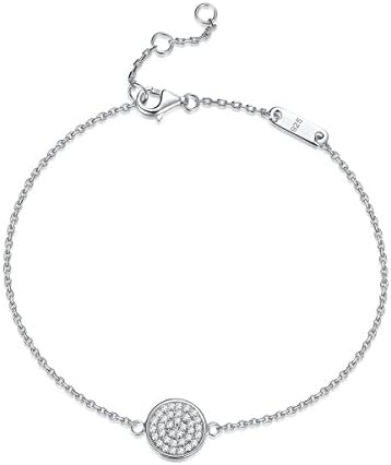 Sterling Silver Bracelet For Women,925 Silver Bracelet For Girls,Sterling Silver Bracelet Charms,Adjustable Chain Real Silver Bracelet Chain With Cubic Zircon Jewelry