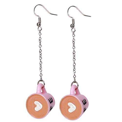Eightgo Funny Simulation Heart Shaped Mini Coffee Cup Earrings Handmade Jewelry Gifts