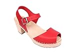 Lotta From Stockholm : Open Toe High Heel Clogs In Red Leather