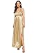 SheIn Women's Sexy Satin Deep V Neck Backless Maxi Party Evening Dress Small Gold