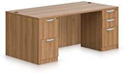 OTG Superior Laminate Series Autumn Walnut SL-Q 71" Double Pedestal Desk