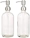 2-Pack Dispenser Pump Bottles for Kitchen and Bathroom - Dish Soap, Hand Soap, Shampoo, Lotion, Mouthwash, and More - Rust Resistant Stainless Steel Pump - Heavy 17.5 Ounce Glass Bottle