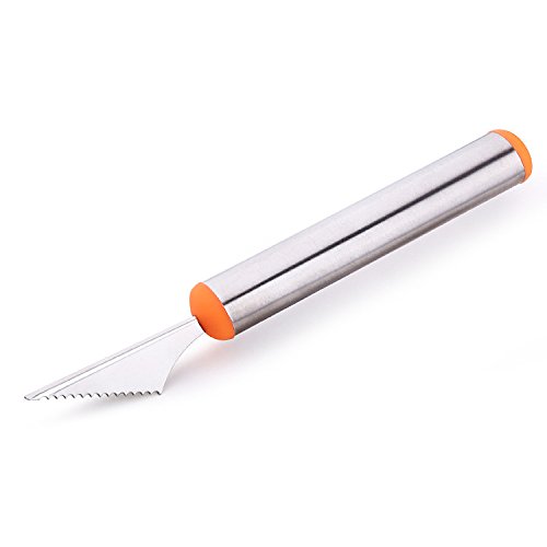 WAAO 3-in-1 Stainless Steel Melon Baller & Carving Knife & Fruit Scoop Set for Fruit Slicer Dig Pulp Separator and Carve