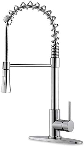 Tanlofy Kitchen Faucet, Luxury Kitchen Faucets with Pull Down Sprayer, Single Handle Kitchen Sink Faucet with Deck Plate, Stainless Steel Hose (Brushed Nickel)