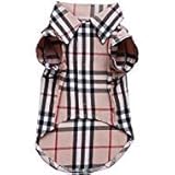 CHOLEGIFT Small Dog Puppy Shirt Clothing Big Cat Cotton Lapel Costume Polo Apparel - Fitwarm Western Plaid Dog Clothes for Pet