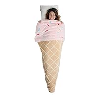 Gilbins Plush Ultra-Soft Fleece Snuggle-in Sleeping Bag Blanket for Lounging On The Couch Ice Cream