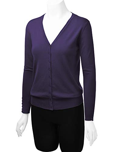 image for Made By Johnny MBJ WSK780 Womens Keep It Classic V Neck Cardigan M Dar